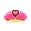 Ross-simons Pink Topaz Heart Ring With Pink Enamel In 18kt Gold Over Sterling In Pink