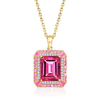 Ross-simons Pink Topaz Pendant Necklace With . Pink Sapphire And . White Zircon In 18kt Gold Over Sterling In Multi