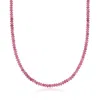 Ross-simons Pink Tourmaline Bead Necklace With 14kt Yellow Gold Magnetic Clasp In Red