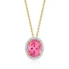 Ross-simons Pink Tourmaline Pendant Necklace With . Diamonds In 14kt Yellow Gold In Pink