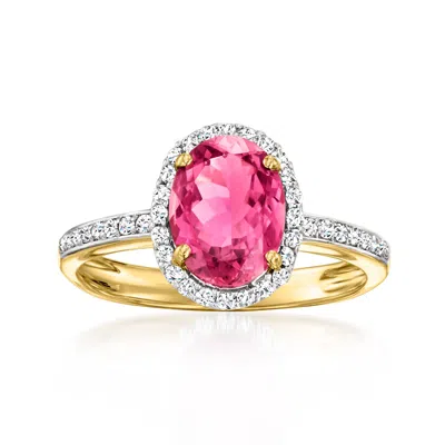 Ross-simons Pink Tourmaline Ring With . Diamonds In 14kt Yellow Gold
