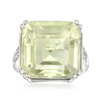 Ross-simons Prasiolite And . Diamond Ring In Sterling Silver In Green