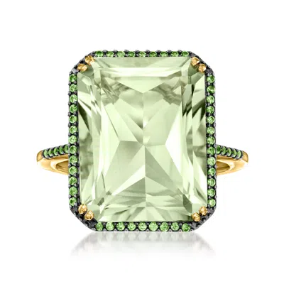 Ross-simons Prasiolite And . Tsavorite Ring In 14kt Yellow Gold In Green