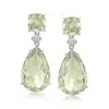 Ross-simons Prasiolite Drop Earrings With Diamond Accents In Sterling Silver In Green