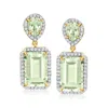 Ross-simons Prasiolite Drop Earrings With . White Topaz In 18kt Gold Over Sterling In Multi