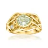 Ross-simons Prasiolite Highway Ring With Single Lab-grown Diamond In 18kt Gold Over Sterling In Green