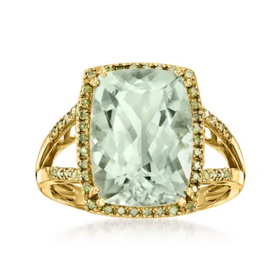 Ross-simons Prasiolite Ring With . Diamonds In 14kt Yellow Gold