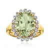 Ross-simons Prasiolite Ring With Diamonds In 18kt Gold Over Sterling