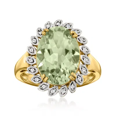 Ross-simons Prasiolite Ring With Diamonds In 18kt Gold Over Sterling
