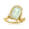 Ross-simons Prasiolite Ring With Single Lab-grown Diamond In 18kt Gold Over Sterling In Green
