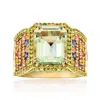 Ross-simons Prasiolite Ring With Tsavorites And Multicolored Sapphires In 18kt Gold Over Sterling