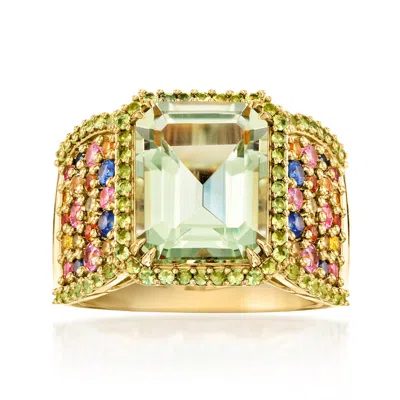Ross-simons Prasiolite Ring With Tsavorites And Multicolored Sapphires In 18kt Gold Over Sterling In Green