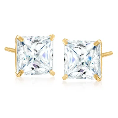 Ross-simons Princess-cut Cz In 14kt Yellow Gold In White