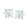 Ross-simons Princess-cut Cz Stud Earrings In 14kt White Gold In White