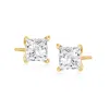 Ross-simons Princess-cut Cz Stud Earrings In 14kt Yellow Gold In White
