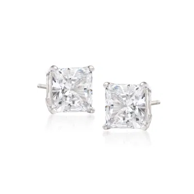 Ross-simons Princess-cut Diamond Stud Earrings In 14kt White Gold