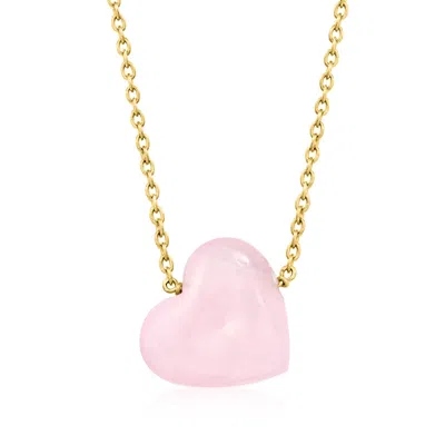 Ross-simons Puffy Birthstone Heart Necklace In 18kt Gold Over Sterling In Pink