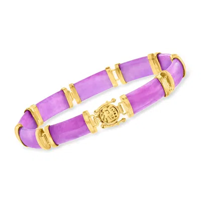 Ross-simons Purple Jade Chinese Symbol Bracelet In 18kt Gold Over Sterling In Multi