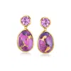 Ross-simons Purple Turquoise And Amethyst Drop Earrings In 18kt Gold Over Sterling