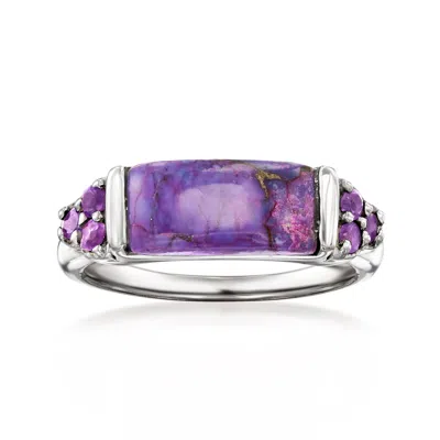 Ross-simons Purple Turquoise And Amethyst Ring In Sterling Silver