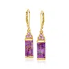 Ross-simons Purple Turquoise And . Garnet Drop Earrings In 18kt Gold Over Sterling In Gold
