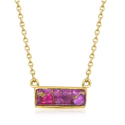 Ross-simons Purple Turquoise Bar Necklace In 18kt Gold Over Sterling