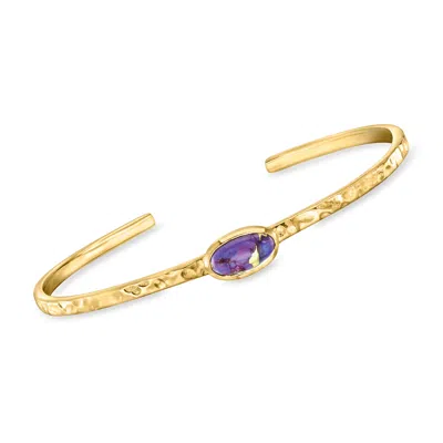 Ross-simons Purple Turquoise Hammered Cuff Bracelet In 18kt Gold Over Sterling In Multi