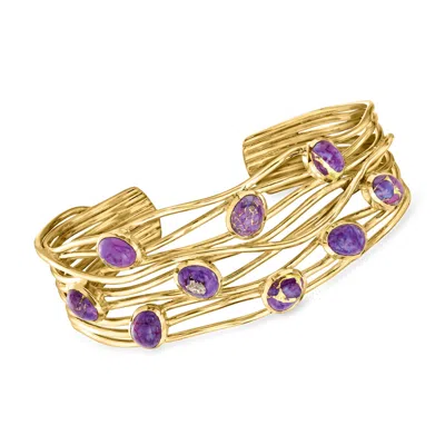 Ross-simons Purple Turquoise Highway Cuff Bracelet In 18kt Gold Over Sterling In Multi