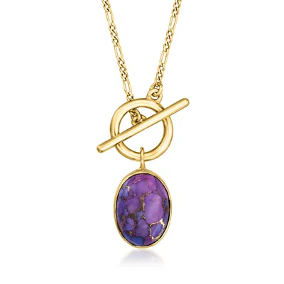 Ross-simons Purple Turquoise Toggle Necklace In 18kt Gold Over Sterling