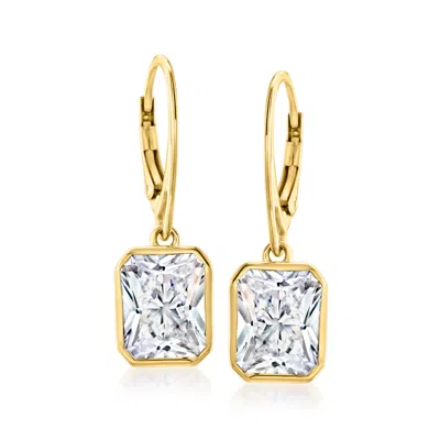 Ross-simons Radiant-cut Cz Drop Earrings In 18kt Gold Over Sterling