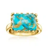 Ross-simons Rectangular Turquoise Ring In 18kt Gold Over Sterling