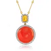 ROSS-SIMONS RED CARNELIAN AND CITRINE PENDANT NECKLACE WITH . WHITE TOPAZ IN 18KT GOLD OVER STERLING