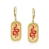 Ross-simons Red Enamel And 18kt Gold Over Sterling Snake Drop Earrings In Red