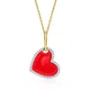 Ross-simons Red Enamel And . Diamond Heart Pendant Necklace In 18kt Gold Over Sterling In Multi
