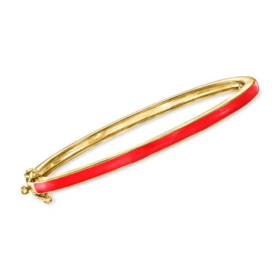 Ross-simons Red Enamel Bangle Bracelet In 18kt Gold Over Sterling In Multi