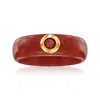 Ross-simons Red Jade And . Garnet Ring With 14kt Yellow Gold