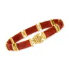 Ross-simons Red Jade "good Fortune" Bracelet In 18kt Gold Over Sterling In Multi