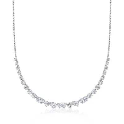 Ross-simons Rhodium-plated Necklace With Czs In Metallic