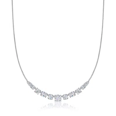 Ross-simons Rhodium-plated Necklace With Czs In Metallic