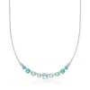 Ross-simons Rhodium-plated Necklace With Simulated Tonal-blue Gemstones And . Czs In Multi