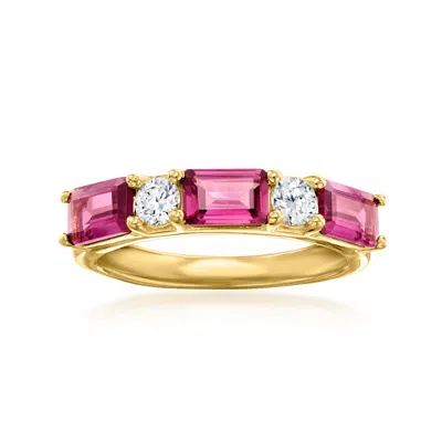 Ross-simons Rhodolite Garnet And . Lab-grown Diamond Ring In 18kt Gold Over Sterling