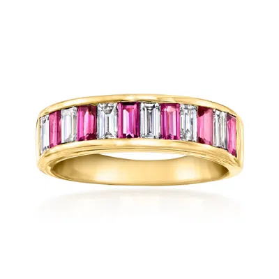 Ross-simons Rhodolite Garnet And . Lab-grown Diamond Ring In 18kt Gold Over Sterling In Red
