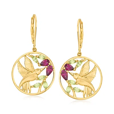 Ross-simons Rhodolite Garnet And . Peridot Hummingbird Drop Earrings In 18kt Gold Over Sterling In Purple