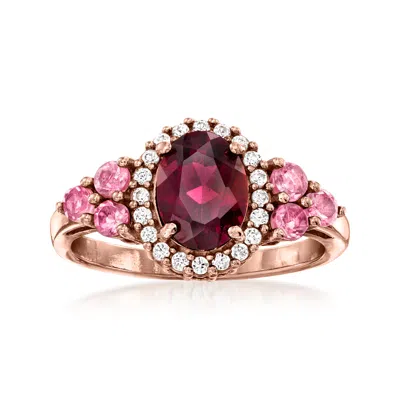 Ross-simons Rhodolite Garnet And . Pink Tourmaline Ring With . White Zircon In 18kt Rose Gold Over Sterling