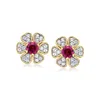 Ross-simons Rhodolite Garnet And . White Topaz Flower Earrings In 18kt Gold Over Sterling