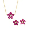 Ross-simons Rhodolite Garnet And . White Zircon Flower Jewelry Set: Earrings And Necklace In 18kt Gold Over Ster In Multi