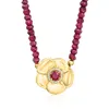 Ross-simons Rhodolite Garnet Bead Flower Necklace With . Rhodolite Garnet And . Diamonds In 18kt Gold Over Sterl In Multi