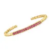 Ross-simons Rhodolite Garnet Beaded Cuff Bracelet In 18kt Gold Over Sterling In Red