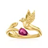 Ross-simons Rhodolite Garnet Bird And Flower Ring In 18kt Gold Over Sterling