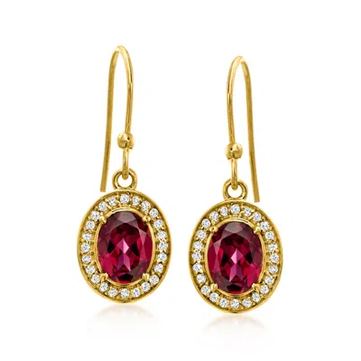 Ross-simons Rhodolite Garnet Drop Earrings With . White Topaz In 18kt Gold Over Sterling In Purple